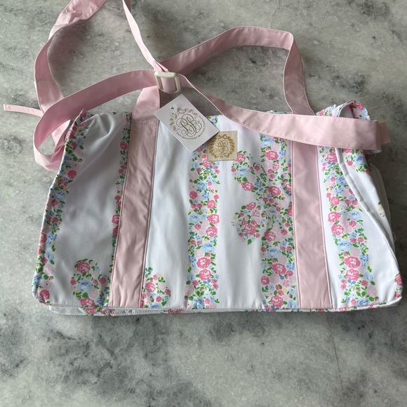 The Beaufort Bonnet Company Floral Pink Tote Bag Blue Olivia  embroidery. - Picture 3 of 3
